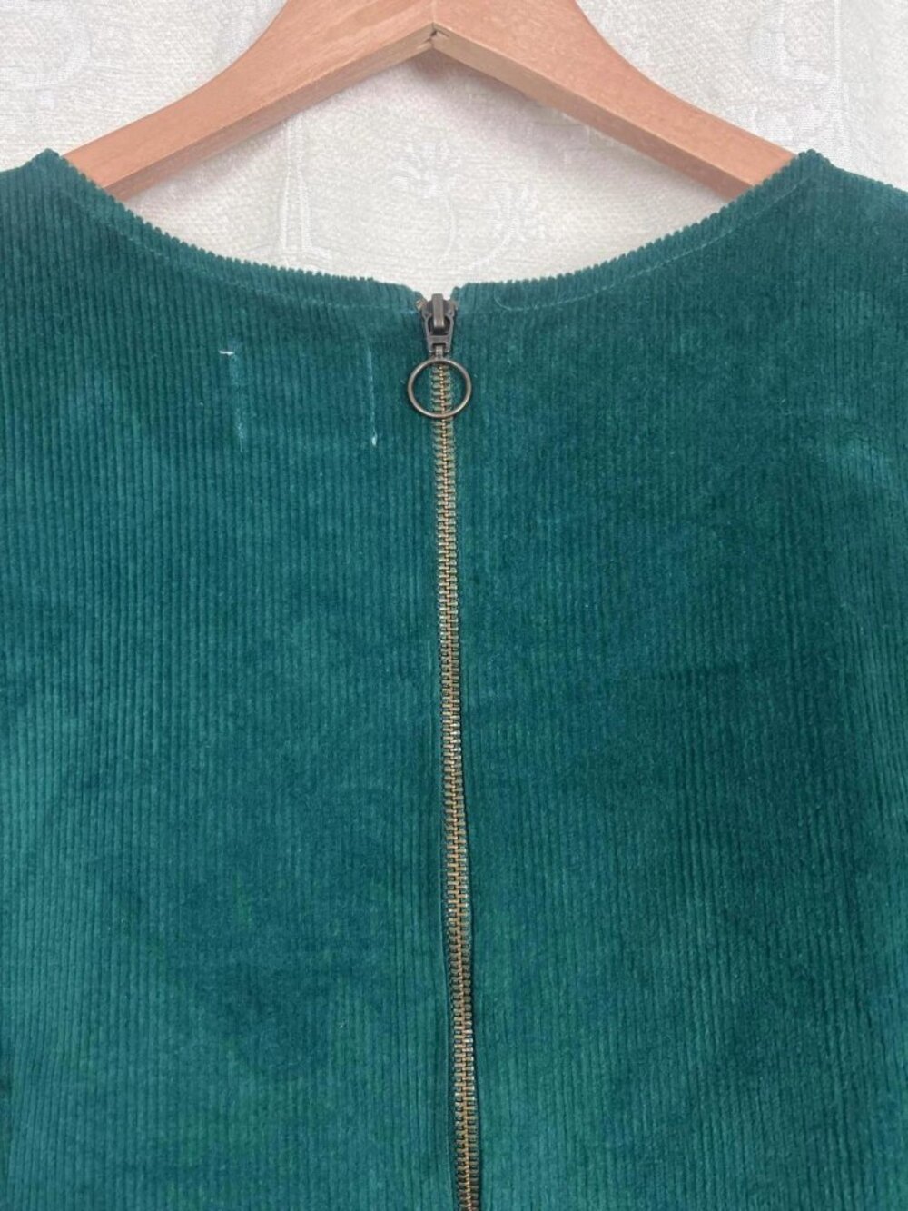 NEW Joanie Daphne Corduroy Patch Pocket Pinafore Green shift dress cotton blend - Picture 6 of 9